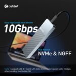 Cablet M.2 NVMe/NGFF SSD Enclosure USB 3.1 Gen2 10Gbps for 2242/2260/2280 M-Key/M+B Key PCIe SSD, Supports Dual Protocol NVMe and NGFF SSD, UASP Max 2TB, Aluminium Case - Image 3