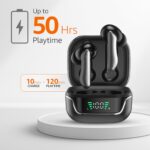 amazon basics TWS in-Ear Earbuds (AB-T01A) with Fast Charging up to 50 Hours of Playtime | Dual 10mm Driver | IPX4 Water-Resistance | Bluetooth 5.3 | Charging Case with Mic | Touch Control (Black) - Image 3