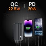 E GATE 102B Powerbank | 10000mAh | 22.5W Fast Charging | QC + PD | Dual Input Port : Type C & Micro USB | Triple Output Port : 2X USB & Type C | LED Indicator| for All iPhone & Android (Black) - Image 4