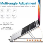 Adjustable Laptop Stand, Portable Aluminium Foldable Holder Riser for Desk, 7-Level Compatible with MacBook and Tablets, 10-15.6 inch, Silver - Image 3