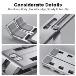 Adjustable Laptop Stand, Portable Aluminium Foldable Holder Riser for Desk, 7-Level Compatible with MacBook and Tablets, 10-15.6 inch, Silver - Image 6
