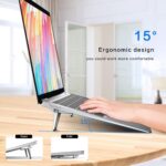 Mini Laptop Stand for Desk Folding Portable Laptop Stand for Table | Compact & Design Aluminum Anti-Slip Tabletop Risers for 10-17 Inch Laptop, Notebook Tablet Stand for Desk. - Image 3