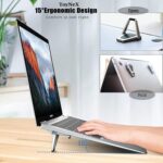 Mini Laptop Stand for Desk Folding Portable Laptop Stand for Table | Compact & Design Aluminum Anti-Slip Tabletop Risers for 10-17 Inch Laptop, Notebook Tablet Stand for Desk. - Image 5