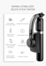 TECHNOVIEW Q08 Mini Gimbal Anti-Shake 1-Axis STABILIZER Extendable Selfie Stick Tripod, Wireless Remote for Smartphone, Black - Image 4