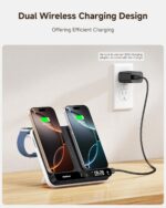 SwanScout 710A Dual Phone Charger, Wireless Charger for iPhone Air/17/16/15/14/13/12/11/8/X Series, for Apple Watch 11/10/9/8/7/6, Ultra 3/2, for AirPods 4/Pro 3/Pro 2 (30W Adapter Included) - Image 3