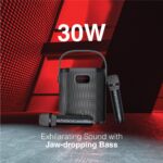 FINGERS 2Mic-GrooveBox Portable Speaker with 2 Wireless Mics (6.5-Hour Playback, 20 W Intense Bass, Recording Feature, Bluetooth | USB | MicroSD | FM Radio | AUX) Rich Black - Image 3