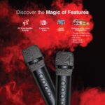 FINGERS 2Mic-GrooveBox Portable Speaker with 2 Wireless Mics (6.5-Hour Playback, 20 W Intense Bass, Recording Feature, Bluetooth | USB | MicroSD | FM Radio | AUX) Rich Black - Image 4