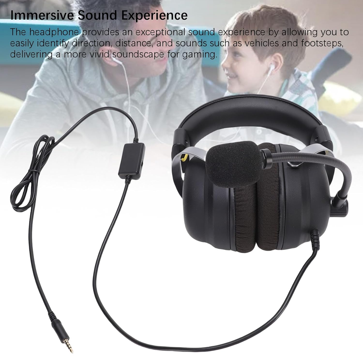 Yunir Gaming Headset,360° Surround Sound,50mm Drivers,3.5mm Plug in Headphones,Soft Earmuffs,Wired Headset for Watching Movies Listening to Music - Image 7