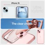 Spigen Ultra Hybrid Back Cover Case Compatible with iPhone 15 (TPU + Poly Carbonate | Rose Crystal) - Image 3