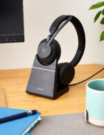 Jabra Evolve2 65 Wireless PC Headset with Charging Stand - Noise Cancelling Microsoft Teams Certified Stereo Headphones with Long-Lasting Battery - USB-C Bluetooth Adapter - Black - Image 3