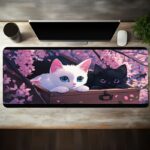 Gadgets WRAP Extended Desk Mat Mouse Pad 18 x 36 Inch, Anti-Slip, Spill-Resistant, Ideal for Home, Office, Gaming Setups - Cute Cat in Pink Flower - Image 3