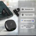 pTron Bassbuds NEO TWS Earbuds w/ 13mm Drivers, 45Hrs Playtime, Dual HD Mic & AI-ENC Calls, Custom EQ, Mobile App, Bluetooth V5.4 Earphones, Voice Assistant, Type C Fast Charging & IPX5 (Raven Black) - Image 4