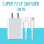 Original Fast Charger 80W for iQOO U3x, iQOO U3, iQOO U1x, iQOO U1 Flash Quick Charging | Adapter and USB Type C Cable - Image 3