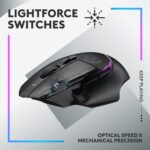 Logitech G502 X Lightspeed Plus Wireless RGB Gaming Mouse - Optical Mouse with LIGHTFORCE Hybrid switches, LIGHTSYNC RGB, Hero 25K Gaming Sensor, Compatible with PC/macOS/Windows - Black - Image 3