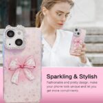 mobistyle Designed for iPhone 14,Cute Sparkling Bow Pattern Camera Protection Back Cover Case for Women Girls | iPhone 14,Pink - Image 3
