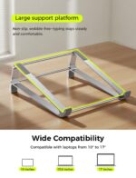 MAGIC JOHN Vertical Laptop Stand & Storage Holder - Portable Aluminum Stand with Silicone Pads, Detachable Design, Cooling & Desktop Riser, Space-Saving for MacBook/Tablet (10-17 Inch) Silver - Image 4