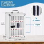 Cell Phone Organizers Cell Phones Storage Cabinet 24 Slots Pocket Chart Storage Locker Box Metal Wall Mount Locking Organizer For Classroom Office Wall Mobile Phone Holder,Silver - Image 3