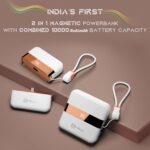 MPower Fusion Powerbank | India’s First 2-in-1 Powerbank | 10000mAh Battery Capacity | 22.5W PD-QC 3.0 Fast Charging | Built-in & Detachable Cables | Battery Display | Multi-Layered Protection (White) - Image 3