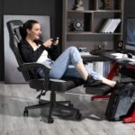 Gaming Chair Racing Style Office Ergonomic Chair High-Back PU Leather Design PC Computer Gaming Chair Adjustable Height Swivel Chair with Footrest, Headrest and Lumbar Support (Grey) - Image 3