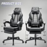 Gaming Chair Racing Style Office Ergonomic Chair High-Back PU Leather Design PC Computer Gaming Chair Adjustable Height Swivel Chair with Footrest, Headrest and Lumbar Support (Grey) - Image 4