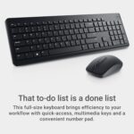 Dell Wireless Keyboard and Mouse - KM3322W, Wireless - 2.4GHz, Optical LED Sensor, Mechanical Scroll, Anti-Fade Plunger Keys, 6 Multimedia Keys, Tilt Leg - Black - Image 4