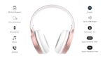 Klikk Rock On 101 Bluetooth Wireless Over Ear Headphones with Mic, 30 Hours Playback, Aux & Sd Card, Voice Assistant Support with Foldable & Rotatable Compact Design (Rose Gold) - Image 4