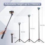 ULANZI MT-79 Extendable Tripod Aluminum, 81" Portable Adjustable Light Stand with 1/4" Screw, 360° Ball Head Camera Phone Tripod for Camera Video Light Smartphone, Lightweight for Travel - Image 3
