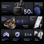 Fire-Boltt Newly Launched Aero Luxe TWS Earbuds with Custom EQ, Bluetooth 5.4 Wireless Earphones, 50H Playtime, Fast Charging Case, 50ms Low-Latency Gaming & Touch Controls Polar White - Image 4