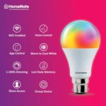 HomeMate Wi-Fi RGB+CCT Smart LED Bulb | 9 Watt, Music Sync | Last State Memory | 16 Million Colors | Warm and Cool White | Compatible with Alexa, Google Assistant & Siri (Base B22) - Image 3