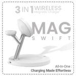 Toreto Mag Swift Magnetic Fast Charging Station with 30w Adapter with C to C Cable for Magsafe Devices, Wireless Charger, for iPhone 16/15/14/13/12, Apple Watch & AirPods (White) - Image 4