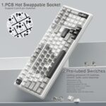 Aula F99 Wireless Mechanical Keyboard | Tri-Mode BT5.0/2.4GHz/USB-C Hot Swappable | Pre-lubed Linear Switches, Gasket Structure | RGB Backlit Gaming Keyboard (Grey+White - Graywood Switch) - Image 5
