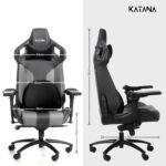 KATANA KT-06 Ergonomic Gaming & Office Chair ? Multi-Functional Design, 6D Adjustable Armrests, Premium PU Leather, Adjustable Neck & Lumbar Pillow, Black & Gray - Image 4
