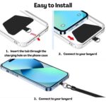 Phone Lanyard Strap Set, Adjustable Mobile Hanging Chain with Black Rope, White Tab and Carabiner, Lightweight Phones Sling Accessory for Smartphone Safety - Image 4