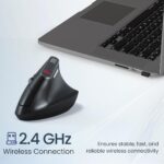 Portronics Toad Ergo Vertical Advanced Wireless Ergonomic Mouse 2.4Ghz, 6D Button, Wrist Support, Adjustable DPI Upto 3200, Supports Hand Posture(Black) - Image 3