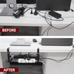 Gadget Wagon Cable Management Tray Organizer Under Desk for Office and Home No Drill Metal, Black - Image 3