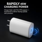 Original 45W C-Type PPS Rapid Charger Adapter Compatible with Nothing Phone 3 | 3a | 3a Pro | 2a | 2a Plus |2| CMF Phone 2 Pro | Buds/Ear Stick, 45 W USB C Charging Adaptor, 45watt PPS Charge, White - Image 4