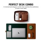DailyObjects Combo Super Smooth Tan Large Premium Vegan Leather Reversible, Water Resistent Turf Desk Mat | Anti-Skid | Anti-Slip | 85 * 45 cm | Vegan Leather Green-Tan Desk Tray Organiser - Set of 2 - Image 3