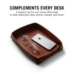 DailyObjects Combo Super Smooth Tan Large Premium Vegan Leather Reversible, Water Resistent Turf Desk Mat | Anti-Skid | Anti-Slip | 85 * 45 cm | Vegan Leather Green-Tan Desk Tray Organiser - Set of 2 - Image 4