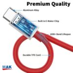 MMAK MAK 33 W SuperVOOC 4 A 33 Watt -VOOC, Dart, WARP, Dash Charger with Red Type-C Cable Charging Adapter Travel Fast Charger with Detachable Cable (White, Cable Included) - Image 4