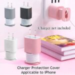 AUGEN 2 in 1 Silicone Charger Protector, for iPhone 18W/20W Charger Silicone Protective Case, Portable Data Cable Winder Anti-Break Protection Cable (Charger not Included) - Pink - Image 3