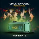 UBON Shahenshah SP-65, 20 watt Portable Bluetooth Speaker, 10 Hours Long Playtime, RGB Lights, Multiple Connectivity Wireless Party Speaker (Green) - Image 4