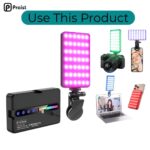 LED Video Light, RGB Portable Lighting Panel with Rainbow Color Gradient, Rechargeable Battery, for Photography, Videography, Vlogging, Studio, Selfie, 8x2x10 cm, 250g - Image 5