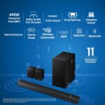 Samsung 490 W 5.1 ch Soundbar with Center Speaker | Dolby Audio | DTS Virtual:X | Q-Symphony | Wireless Rear Speaker | HDMI ARC|Bluetooth | USB Music Playback | Wireless Subwoofer (HW-B67EF/XL, Black) - Image 3