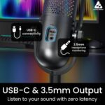 Audio Array AM-C47 RGB USB Condenser Mic Kit | AI Noise Cancellation, 192kHz/24Bit Studio Quality, Touch Control, Headphone Monitoring | Podcasting, YouTube, Gaming & Streaming | Mac/PC & Mobile - Image 4