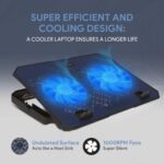 EvoFox Frost Laptop Cooling Pad with 1000 RPM 2X Silent Fans, 5 Adjustable Angles, LED Lights, Durable Metal Mesh Surface, Ergonomic Stand for Laptops up to 15.6 inches (Blue) - Image 4