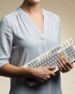 RAEGR MechGear X100 Mechanical Gaming Keyboard, 98 Keys Compact Full Size, Rainbow Backlit, Hot-Swappable Switches, Multi-Function Volume Knob with Detachable Cable – RG10597 Retro White/Grey - Image 4