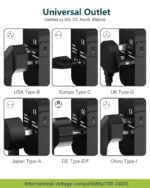 Wayona 38W Universal Travel Adapter with Type C & USB A International Travel Adapter, Portable Plug Socket, USB A QC 3.0 18W,Type C PD 20W, 3A Max Fast Charging Worldwide Travel Adapter (Black) - Image 3