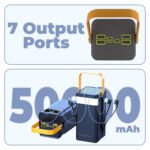 Onelife 50000mAh Power Bank with 22.5W Fast Charging, 7 Outputs, Built-in Cables, LED Light, Digital Display – Not for Air Travel - Image 4