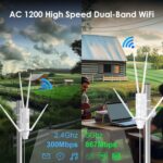 DIMSY AC1200 Outdoor Long Range Wi-Fi Extender, Dual Band Outdoor Access Point with Active/Passive PoE, WAN/LAN Port, IP67 Waterproof, Supports AP/Router/Repeater Mode, 2x7dBi High-Gain Antennas - Image 3