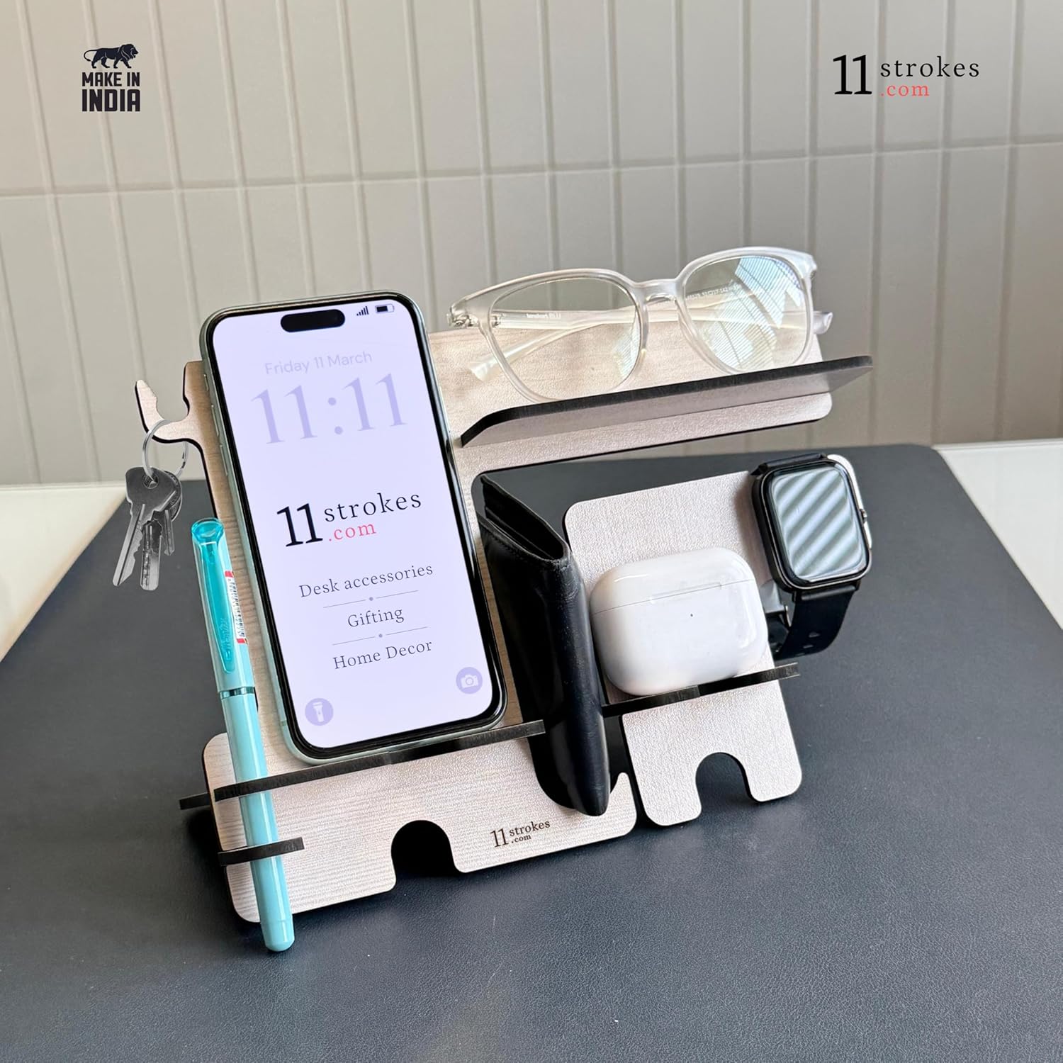 multipurpose organizer with mobile stand for desk, pen stand and Calendar 2025 | Office Table Accessories I Gift for man & woman I Stationary Organizers box Office decor items - Image 3